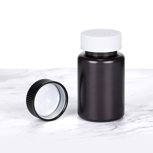 Customized Capsule Black Bottle Pharmaceutical Packaging HDPE <b>Plastic</b> Pill <b>Jar</b> For Health Products With Metal Screw Cap - Product Image 5