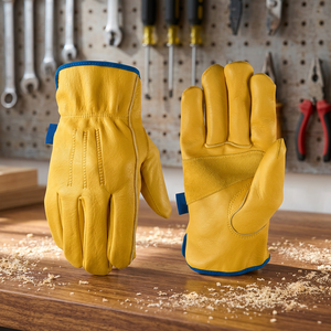 Gants de sécurité pour conducteur en cuir de vachette de qualité supérieure, résistants aux déchirures et durables, texture lisse, épaisseur et longueur personnalisables, taille S - Product Image 3