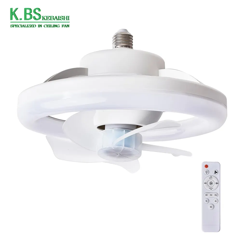 Modern Style Fan Light Bladeless Remote Control Enclosed E27 Socket Fan Ceiling Fan Light