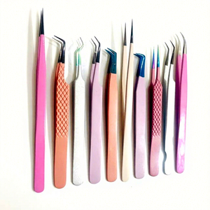 Pinzas para Extensión de Pestañas Bellus International Profesionales de Alta Calidad, Coloridas, de Acero Inoxidable, Punta Suave, Agarre Perfecto, para Salón - Product Image 1
