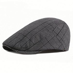 <b>Mens</b> Striped Plaid Newsboy Hats <b>Men's</b> Cotton <b>Flat</b> Hat Adjustable Irish Cabbie Driving Hunting <b>Cap</b> - Product Image 1