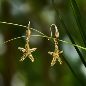 Boucles d'oreilles pendantes en forme d'étoile de mer, acier inoxydable 316L, placage or PVD, bijoux tendance - Product Image 3