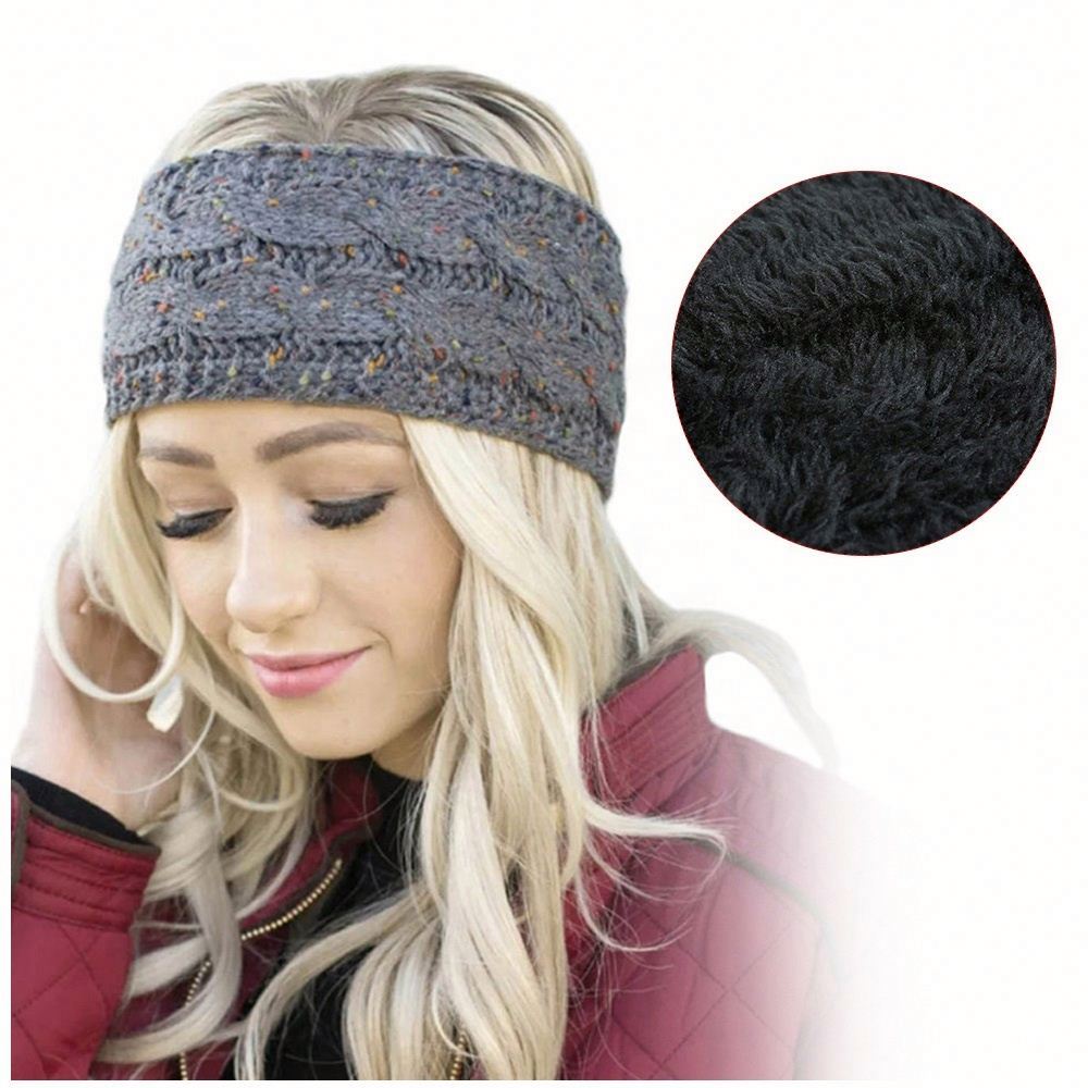 custom logo women winter knit crochet elastic headband fashion girl ear warmer stretch wide headbands