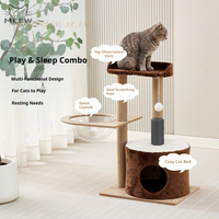 MEEW Arbre à chat écologique et durable avec griffoir et capsule spatiale 31,5 po (80 cm) en bois massif, design peu encombrant, emballage en carton
