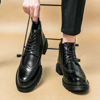 Chaussures en cuir imperméables grande taille pour hommes, vente en gros transfrontalière, nouvelle collection hiver 2026, bottines basses en cuir style brogue britannique