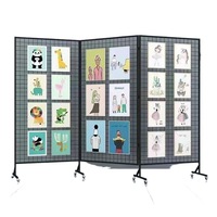 Présentoir pliable en métal à grille, installation au sol pour expositions d'art, œuvres d'art de maternelle ; stands de marché mobiles