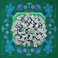 Jeu de Mahjong professionnel de luxe à 4 couches, 160 tuiles, portable, bleu pâle, en acrylique lourd, émeraude