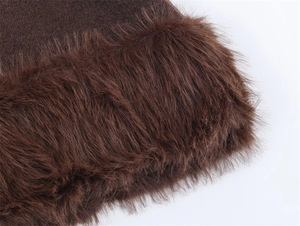 Robe Courte en Maille Marron pour Femme, Manches Courtes, Bordure en Fourrure, Élégante, Décontractée, pour Soirée, Robes Tendance - Product Image 6