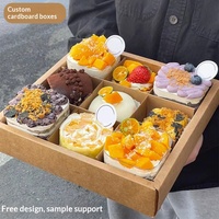 Boîte carrée jetable personnalisée en papier kraft à neuf compartiments avec couvercle et fond, logo imprimé sur mesure, pour fondue, pique-nique, desserts, cadeaux