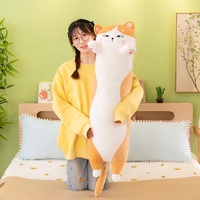 Boneka Hewan Plush Desain Baru Grosir, Bantal & Alas Tidur Kucing Panjang, Mainan Hewan Plush Warna-warni untuk Anak-anak