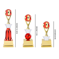Trophée moderne rouge et doré, design personnalisé, trophées gravés en ABS, compétition de volley-ball, AD93