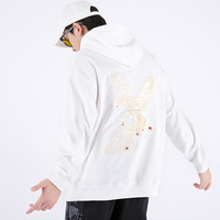 Sweat à capuche tendance en molleton brodé Phénix 100 % coton pour homme, automne-hiver, grande taille, motif uni, coupe ample YSMARKET