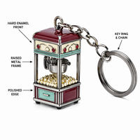 Porte-clés en émail dur personnalisé, appareil de cuisine rétro, machine à pop-corn vintage haut de gamme, cadeau en alliage de zinc, breloque 3D pour les gourmets
