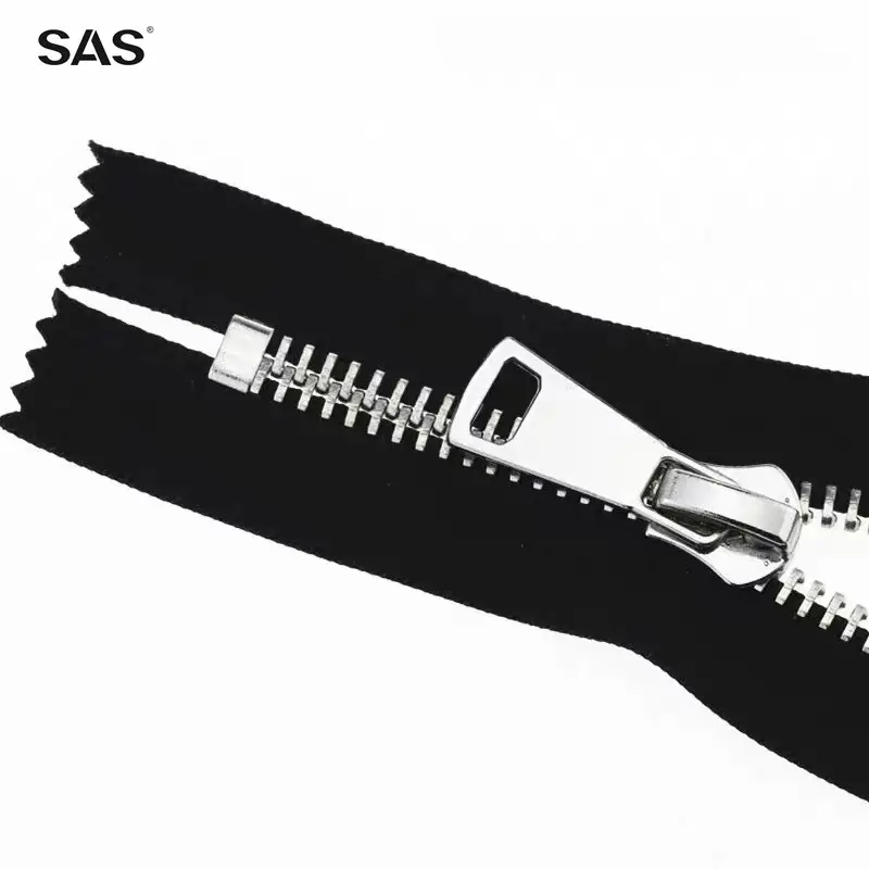 SAS Chất lượng cao Áo khoác dây kéo biểu tượng tùy chỉnh kích thước màu đen mở cuối gần dây kéo kim loại cho quần áo