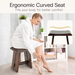 Taburete de Ducha de Madera de Teca, Banco de Baño Ergonómico con Asiento Curvo, Diseño Compacto y Estable, Capacidad de 350 Libras, Ideal para Ducha y Spa - Product Image 3