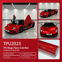 Film de protection automobile décoratif auto-cicatrisant US Premium TPU Magic Flame Gold Red Changeant de Couleur 1.52*15m/rouleau
