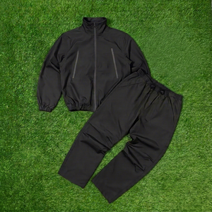 Ensemble de survêtement pour homme en polyester blanc, couleur unie, col montant, décontracté, pour le printemps, en tissu tricoté respirant, coupe-vent, vente en gros - Product Image 2