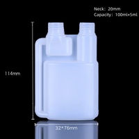 Flacons ovales en PEHD à double col avec bouchon à vis pour dosage chimique, sérigraphiés, 100ml, 120ml, 250ml, 500ml, 1000ml