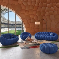 Sofá Modular Seccional Moderno para Sala de Estar, Estilo Villa, Asientos Profundos, Tela Bouclé Color Crema, Diseño Nube