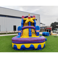 Toboggan aquatique gonflable commercial personnalisé en PVC irisé pour desserts, avec souffleur, pour locations de fêtes, château gonflable, toboggan de piscine gonflable