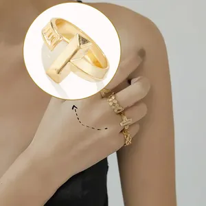 High End 18k Gold Plated Rings Stainless Steel Rings For Women Trendy Earring Wholesale Tarnish Free
