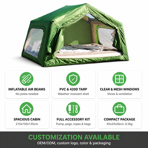 Inflatable Camping <b>Tent</b>, Instant <b>Pop</b> <b>up</b> 2-3 Person Family <b>Tent</b>, Waterproof with Air Pump, Custom Logo Low MOQ OEM, Dropshipping - Product Image 1
