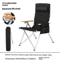 Chaise inclinable portable en aluminium pour l'extérieur avec accoudoirs réglables pour la pêche, le camping, les pique-niques et les loisirs