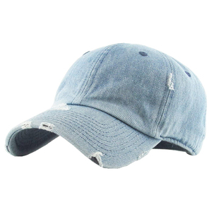 Gorra de Béisbol Premium Desestructurada Personalizada de Mezclilla Estilo Dad Hat Lavada Deportiva Lisa Desgastada - Product Image 1