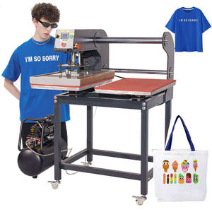 Presse à chaud automatique grand format double station 40x60cm pour t-shirts et casquettes, fonctionne avec un compresseur d'air - Product Image 4