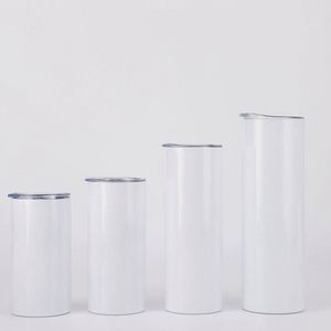 Gobelet droit en acier inoxydable pour sublimation, blanc vierge, 12oz 15oz 20oz 30oz, avec couvercle et paille - Product Image 5