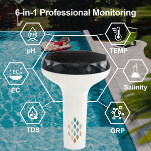 Kactoily Nouveauté Testeur de Qualité de l'Eau 6-en-1 Solaire Tuya Wi-Fi en Temps Réel 24h/24, Mètre EC pour <span class=keywords><strong>Piscine</strong></span> d'Eau Salée - Product Image 1
