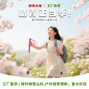 <b>Healing</b> Trekking Poles <b>Pink</b> Ultralight Extendable Adjustable For Children Hiking Walking Sticks - Product Image 4