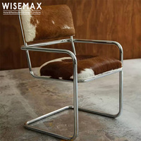 WISEMAX FURNITURE - Mobilier de maison de luxe léger - Fauteuil design vintage - Chaise de salle à manger avec structure en acier inoxydable pour salle à manger, villa