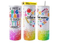 Cadeau pour enseignants 2024, conception personnalisée, ajouter un nom, grand cœur, vie d'enseignant, amour, inspirer, gobelet en acier inoxydable de 20 oz avec paille