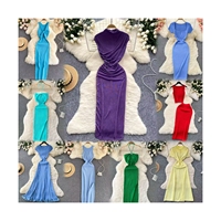 Robe nuisette en satin tendance été pour femme, sexy, à fines bretelles, dos nu, fendue haute, longueur midi, pour la plage, les soirées et les clubs