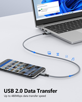 Câble de charge rapide USB A vers Micro-B 18W en nylon SUNGUY, câble de données pour téléphone portable, chargeur USB pour téléphone portable, ordinateur portable
