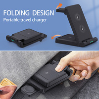 Chargeur sans fil multifonctionnel 15W 3 en 1 Station de charge pliable Stand Phone Earphone Smartwatch Type C pour iPhone