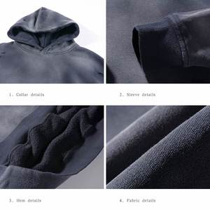 ชุดเสื้อมีฮู้ดสำหรับผู้ชายผ้าฟลีซผ้าฟลีซพิมพ์ลาย DTG จากดวงอาทิตย์ฟอกสีกรดซีดจาง - Product Image 4