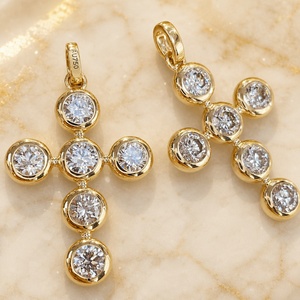 Pendentif croix Xinfly en or massif 18 carats avec diamant naturel serti en forme de bulle, 2,10 ct, six diamants ronds certifiés, prêt à être expédié, bijoux fins AU750 - Product Image 5