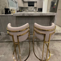 Chaise de bar commerciale pour restaurant, tabouret en tissu velours, chaises de salle à manger de luxe, tabourets de bar en velours doré pour comptoir, ensemble de chaises de bar