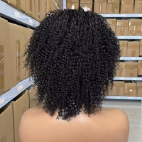 Perruque Bandeau Cheveux Humains 100 % Vierges Bouclés Afro, Perruques Bandeaux Cheveux Naturels Vierges Bouclés Crépus Densité 180 en Gros