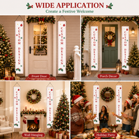 Paire de rideaux de porte de Noël en tissu, décoration verticale, Père Noël, Bonhomme de neige, Gnome, pour porche et entrée, décoration de vacances réutilisable