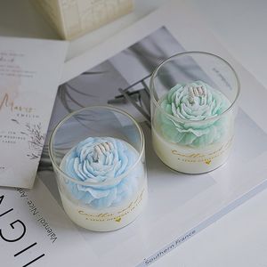 زهرة زهور فاخرة شمع الصويا هدية عيد الحب جرة زجاجية زهرة الفاوانيا زخرفة العطر العطرية حسب الطلب - Product Image 5