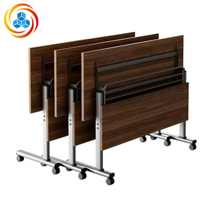 Modern Flip Top <b>Folding</b> <b>Table</b> | Portable Modular Conference Desk with Wheels for Training & Meeting Room & School - Product Image 5