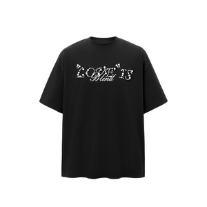 เสื้อยืดลายตัวอักษรประดับลูกปัดสุดฮิตปี 2026 สินค้าใหม่รับซัมเมอร์ 260 กรัม แบรนด์เทรนดี้ ทรงหลวม สไตล์ลำลอง เสื้อคู่รัก แขนสั้น - Product Image 1