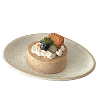 Assiettes en céramique de style rétro, en porcelaine mate, de forme irrégulière, pour gâteaux et desserts, ensemble pour restaurant