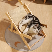 Lit pliant réglable pour chat, structure d'escalade universelle quatre saisons, résistant aux griffures, chaise de plage en bois massif avec griffoir en sisal pour chat