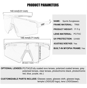 Custom Design <strong>Polarized</strong> Photochromic Cycling Glasses <strong>Sports</strong> Eyewear <strong>Sunglasses</strong> for Unisex Outdoor <strong>Sports</strong> Road Bike Glasses - Product Image 2
