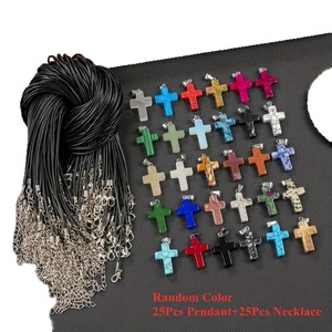 Vente chaude transfrontalière améthyste Quartz Rose cristal <span class=keywords><strong>clair</strong></span> croix pendentif mode collier chandail chaîne accessoires en gros - Product Image 5