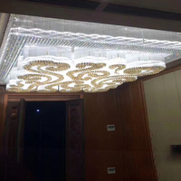 Grand Lustre Carré Moderne Personnalisé en Cristal K9 LED de Luxe pour Hall d'Hôtel et Villa avec Télécommande